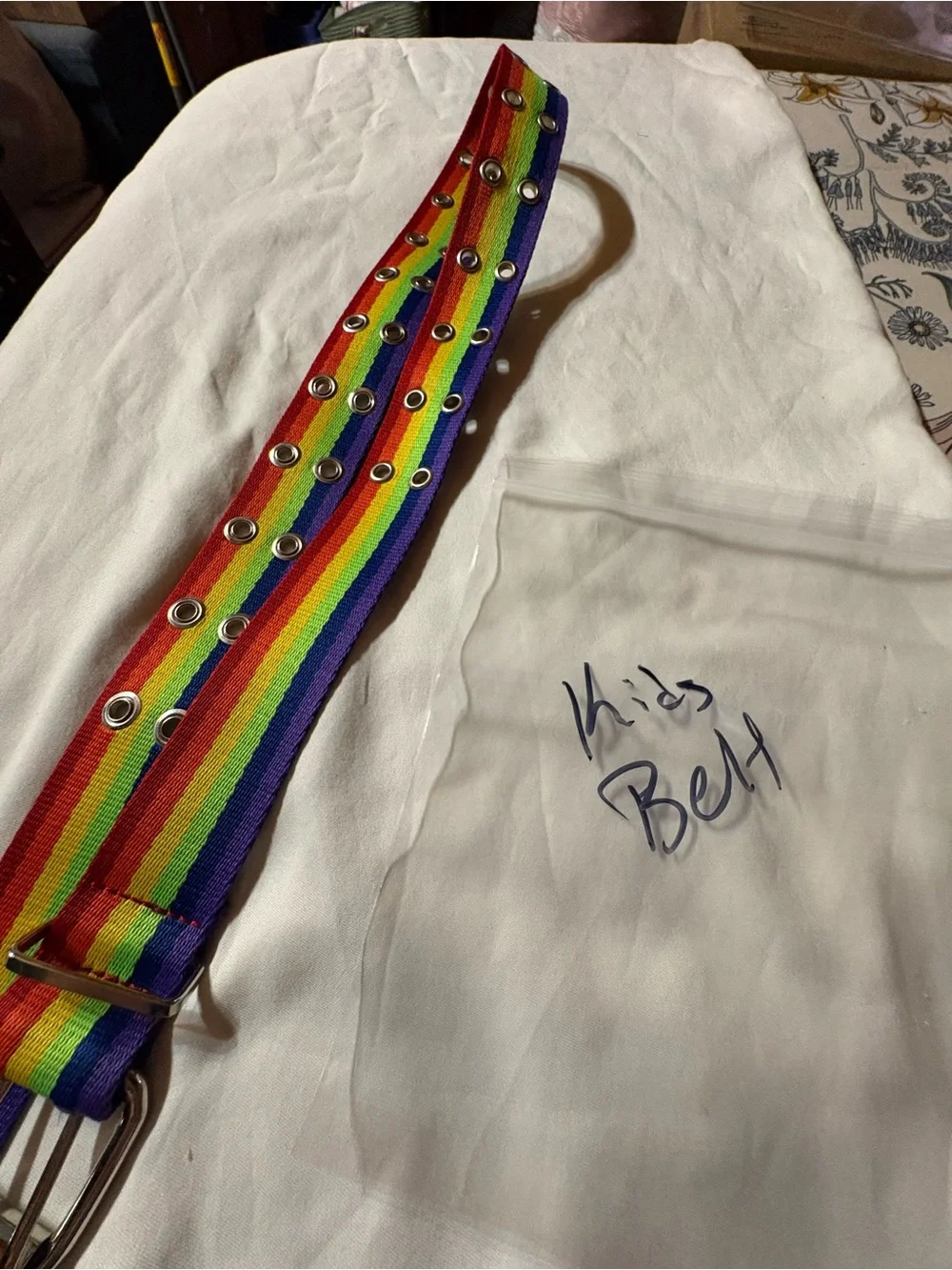 Kids Rainbow Double-Row Grommet Belt - Unbranded